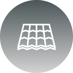 Icon of a tiled roof with a gradient gray background.